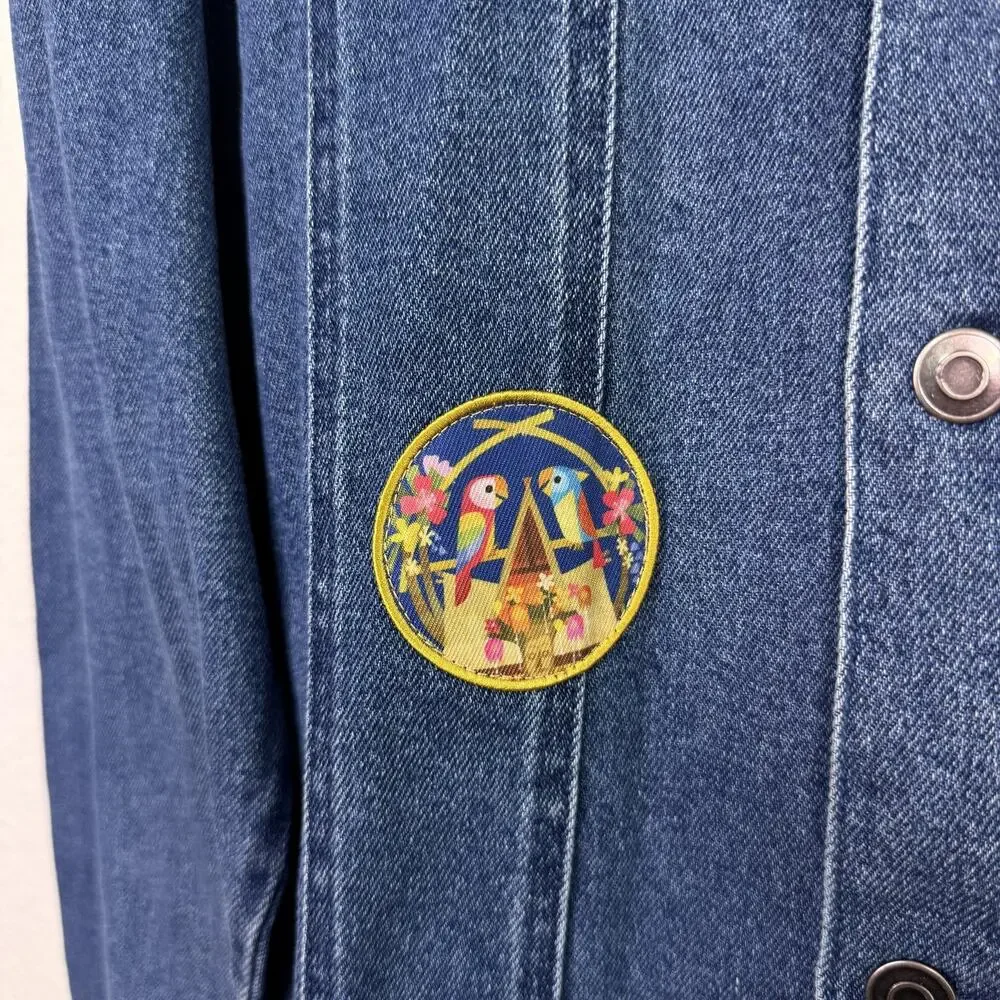 Disney Joey Chou Denim Jacket XXL Mickey Mouse Castle Fireworks Park Art NEW 2X - Picture 8 of 13